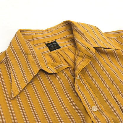 【ジャンク品】【メンズ】 70'S STRIPE SHIRT ストライプ シャツ 長袖 トップス 古着 ヴィンテージ系 146-260421-rs-03-fur サイズ：L カラー：マスタード・イエロー系 万代Net店