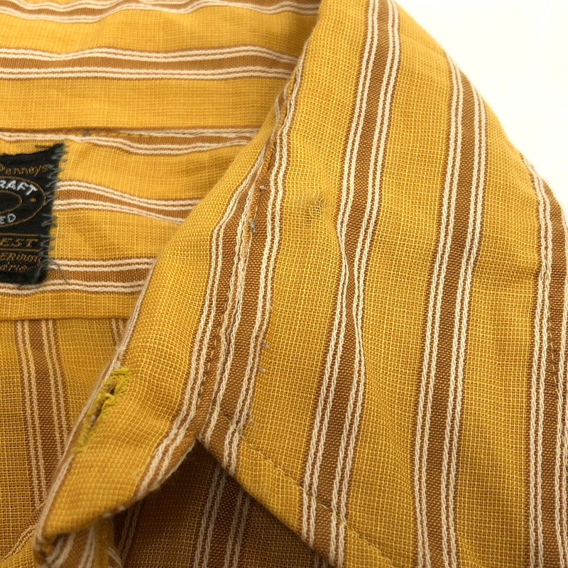 【ジャンク品】【メンズ】 70'S STRIPE SHIRT ストライプ シャツ 長袖 トップス 古着 ヴィンテージ系 146-260421-rs-03-fur サイズ：L カラー：マスタード・イエロー系 万代Net店