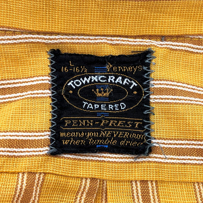 【ジャンク品】【メンズ】 70'S STRIPE SHIRT ストライプ シャツ 長袖 トップス 古着 ヴィンテージ系 146-260421-rs-03-fur サイズ：L カラー：マスタード・イエロー系 万代Net店