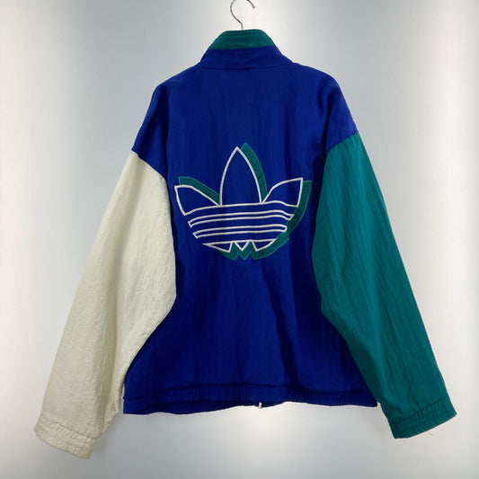 【中古品】【メンズ】 adidas アディダス 90's NYLON JACKET VINTAGE 90年代 ナイロンジャケット ライトアウター 銀タグ ヴィンテージ 148-260803-kk-14-hon サイズ：L カラー：ブルー/グリーン 万代Net店