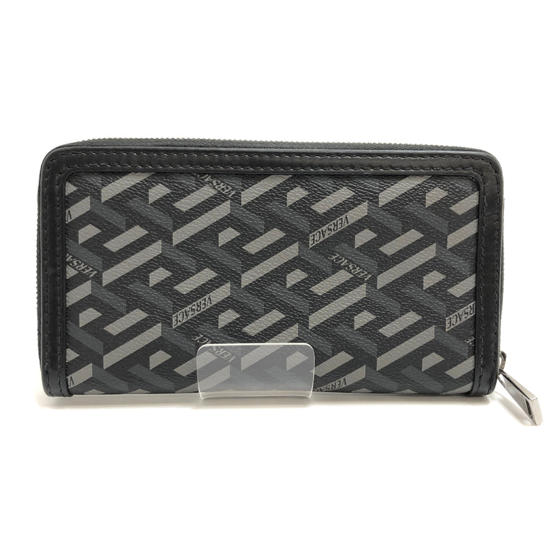 【中古品】【メンズ/レディース】 VERSACE ヴェルサーチェ La Greca グレカ ラウンドファスナー ウォレット 長財布 181-260709-rs-02-fur カラー：ブラック/グレー系 万代Net店