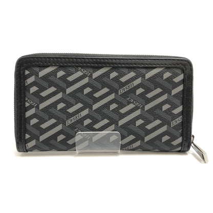 【中古品】【メンズ/レディース】 VERSACE ヴェルサーチェ La Greca グレカ ラウンドファスナー ウォレット 長財布 181-260709-rs-02-fur カラー：ブラック/グレー系 万代Net店