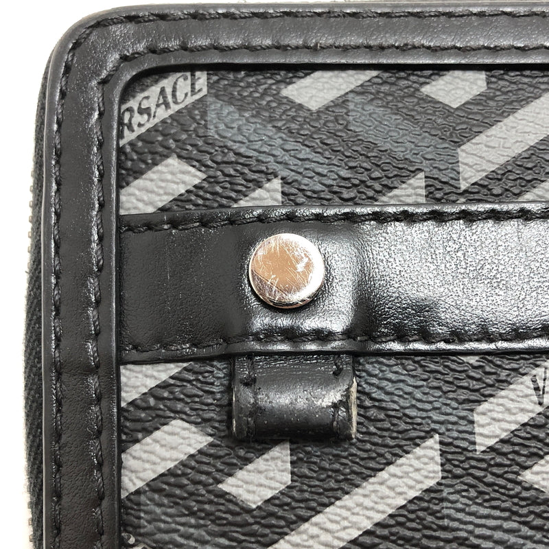 【中古品】【メンズ/レディース】 VERSACE ヴェルサーチェ La Greca グレカ ラウンドファスナー ウォレット 長財布 181-260709-rs-02-fur カラー：ブラック/グレー系 万代Net店