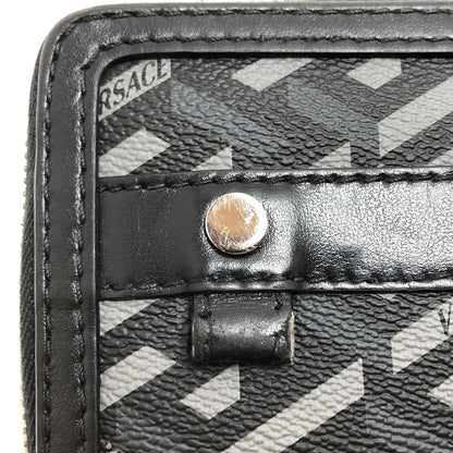 【中古品】【メンズ/レディース】 VERSACE ヴェルサーチェ La Greca グレカ ラウンドファスナー ウォレット 長財布 181-260709-rs-02-fur カラー：ブラック/グレー系 万代Net店