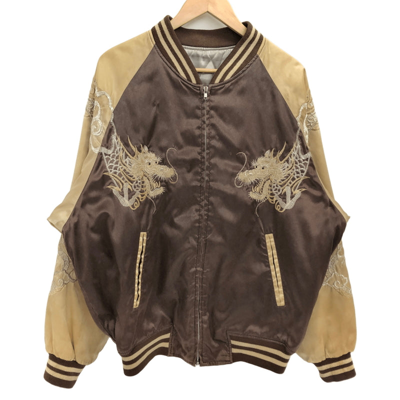 【ジャンク品】【メンズ】 USED スカジャン 龍刺繍 ブルゾン アウター 古着 145-260709-rs-06-fur サイズ：不明 カラー：ブラウン/ゴールド系 万代Net店