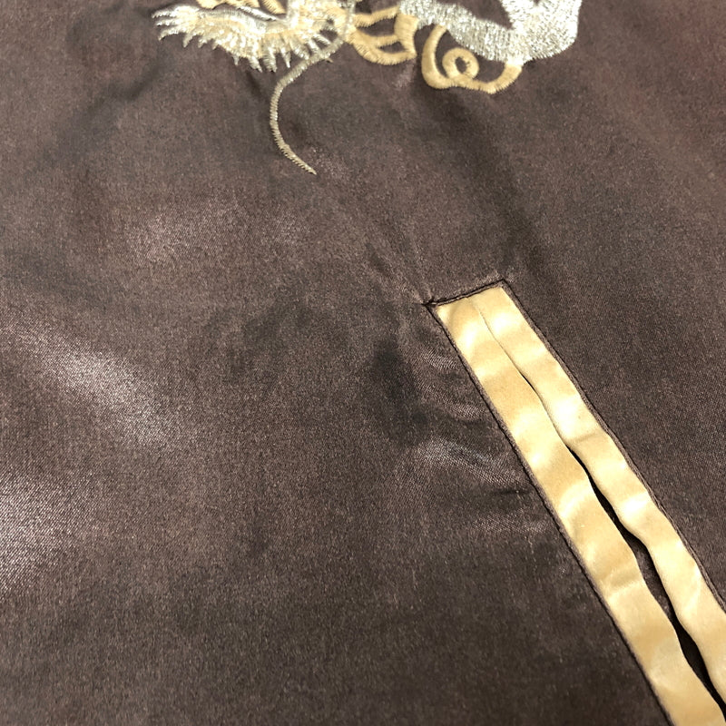 【ジャンク品】【メンズ】 USED スカジャン 龍刺繍 ブルゾン アウター 古着 145-260709-rs-06-fur サイズ：不明 カラー：ブラウン/ゴールド系 万代Net店
