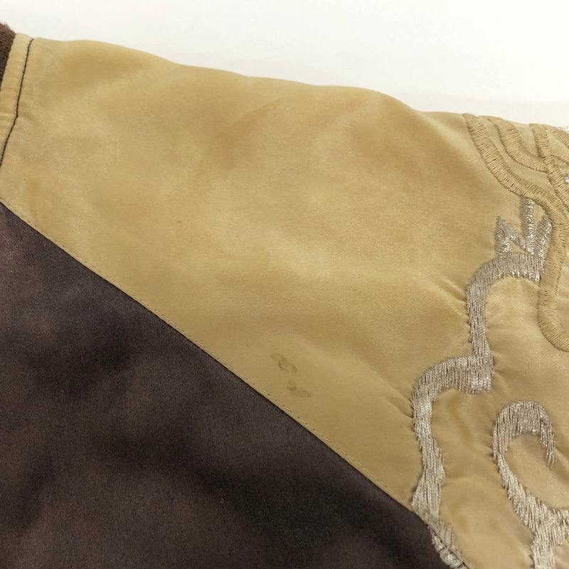【ジャンク品】【メンズ】 USED スカジャン 龍刺繍 ブルゾン アウター 古着 145-260709-rs-06-fur サイズ：不明 カラー：ブラウン/ゴールド系 万代Net店