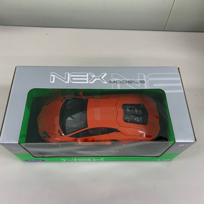 【現状渡し品】 WELLY ダイキャストモデル 1 18 ランボルギーニ アヴェンタドール LP700-4（オレンジ）ミニカー 061-260624-AS-7-min 万代Net店
