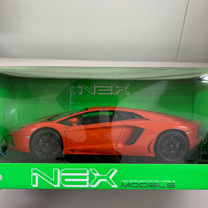 【現状渡し品】 WELLY ダイキャストモデル 1 18 ランボルギーニ アヴェンタドール LP700-4（オレンジ）ミニカー 061-260624-AS-7-min 万代Net店
