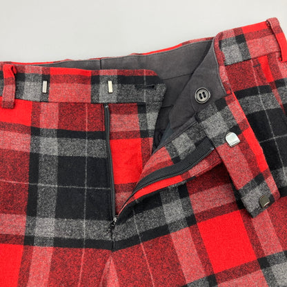 【中古品】【メンズ】 JOHN LAWRENCE SULLIVAN ジョンローレンスサリバン チェックパンツ 152-260111-WA-03-iwa サイズ：36 カラー：レッド ブラック系 万代Net店