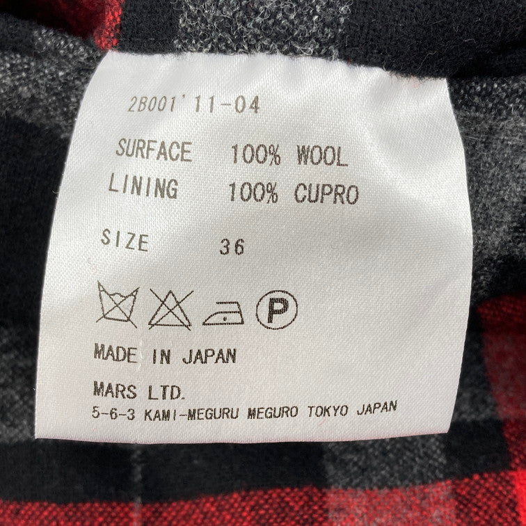 【中古品】【メンズ】 JOHN LAWRENCE SULLIVAN ジョンローレンスサリバン チェックパンツ 152-260111-WA-03-iwa サイズ：36 カラー：レッド ブラック系 万代Net店
