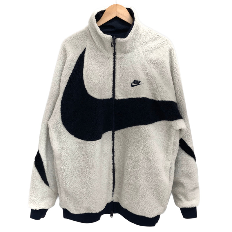【現状渡し品】【メンズ】 NIKE ナイキ BIG SWOOSH BOA JACKET BQ6546-114 ビッグスウッシュ リバーシブル ボアジャケット アウター 古着 148-261005-rs-03-fur サイズ：XL カラー：ホワイト/ネイビー 万代Net店