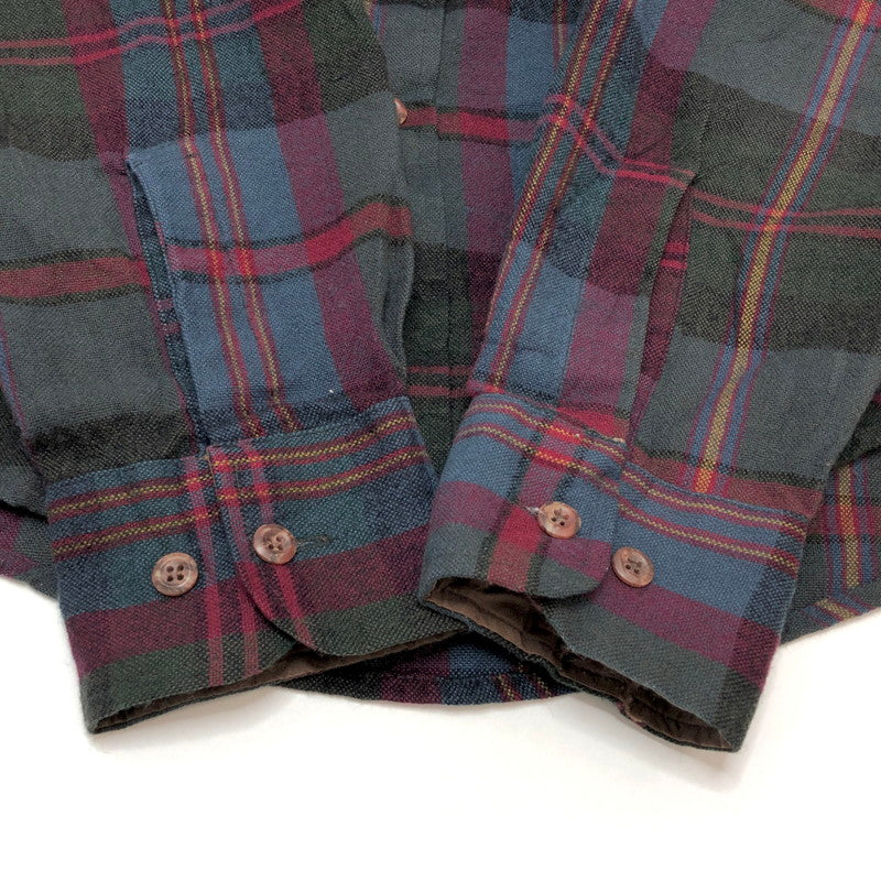 【中古品】【メンズ】 ST.JOHN’S BAY セントジョンズベイ 80S ACRYLIC CHECK SHIRT チェックシャツ 長袖 トップス ヴィンテージ 146-260423-rs-06-fur サイズ：L カラー：マルチカラー 万代Net店