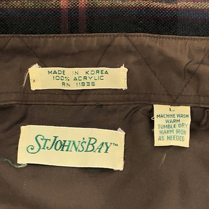 【中古品】【メンズ】 ST.JOHN’S BAY セントジョンズベイ 80S ACRYLIC CHECK SHIRT チェックシャツ 長袖 トップス ヴィンテージ 146-260423-rs-06-fur サイズ：L カラー：マルチカラー 万代Net店