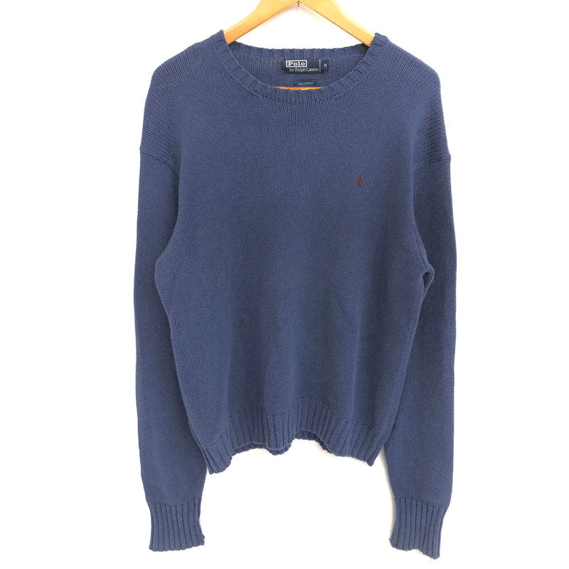 【中古品】【メンズ】 POLO RALPH LAUREN ポロ・ラルフローレン 90S COTTON KNIT ニット セーター 長袖 トップス 古着 ヴィンテージ 146-260423-rs-08-fur サイズ：M カラー：ブルー系 万代Net店