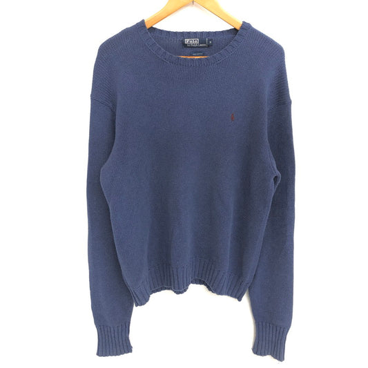 【中古品】【メンズ】 POLO RALPH LAUREN ポロ・ラルフローレン 90S COTTON KNIT ニット セーター 長袖 トップス 古着 ヴィンテージ 146-260423-rs-08-fur サイズ：M カラー：ブルー系 万代Net店