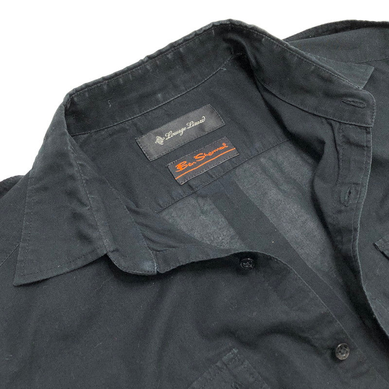 【現状渡し品】【メンズ】 Ben Sherman ベンシャーマン × LOUNGE LIZARD S/S SHIRT 半袖 シャツ トップス シースルー 透け感 140-251118-rs-08-fur サイズ：2 カラー：ブラック 万代Net店