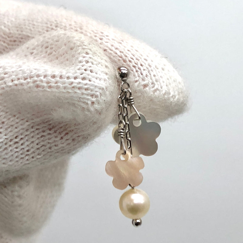 【中古品】【レディース】 4℃ ヨンドシー フラワーモチーフ ピアス 花 パール K10 アクセサリー 192-261007-rs-02-fur カラー：シルバー/ピンク/ホワイト 万代Net店