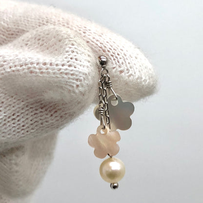 【中古品】【レディース】 4℃ ヨンドシー フラワーモチーフ ピアス 花 パール K10 アクセサリー 192-261007-rs-02-fur カラー：シルバー/ピンク/ホワイト 万代Net店