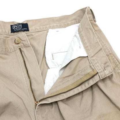 【現状渡し品】【メンズ】 POLO RALPH LAUREN ポロ・ラルフローレン 90S TWO-TUCK POLO CHINO PANTS チノパンツ ボトムス 古着 ヴィンテージ系 157-260424-rs-06-fur サイズ：34/34 カラー：ベージュ 万代Net店
