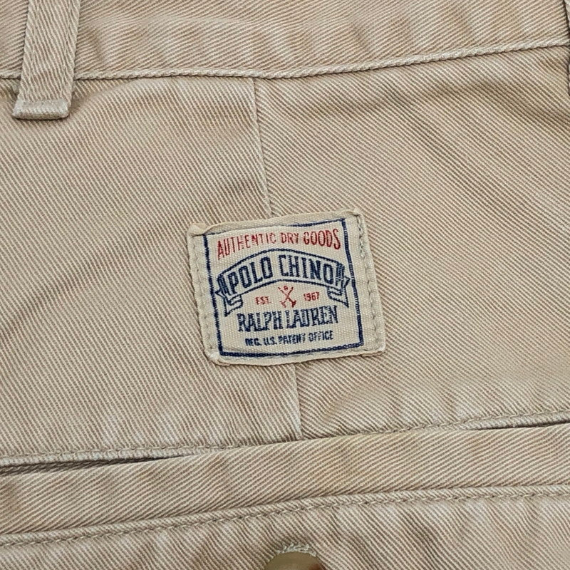 【現状渡し品】【メンズ】 POLO RALPH LAUREN ポロ・ラルフローレン 90S TWO-TUCK POLO CHINO PANTS チノパンツ ボトムス 古着 ヴィンテージ系 157-260424-rs-06-fur サイズ：34/34 カラー：ベージュ 万代Net店