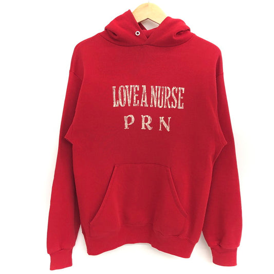 【中古品】【メンズ】 JERZEES ジャージーズ 80'S LOVE A NURSE PRN HOODIE パーカー フーディ 長袖 トップス 古着 ヴィンテージ 146-260424-rs-07-fur サイズ：M カラー：レッド 万代Net店
