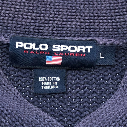 【現状渡し品】【メンズ】 POLO RALPH LAUREN ポロ・ラルフローレン POLO SPORT PONY LOGO KNIT 古着 ニット セーター 長袖 トップス ヴィンテージ 146-260424-rs-08-fur サイズ：L カラー：ネイビー/イエロー 万代Net店