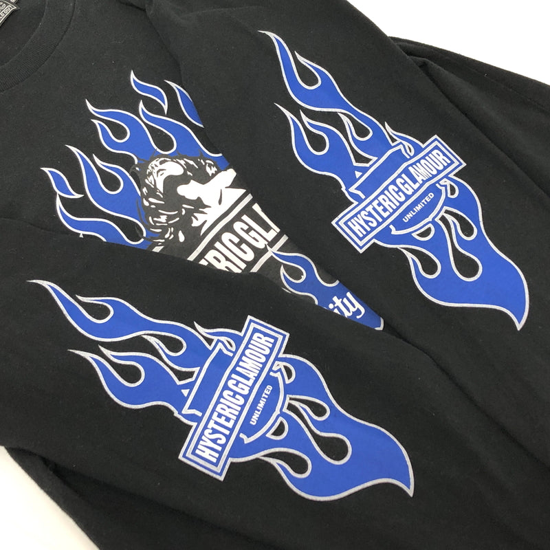 【中古品】【メンズ】 HYSTERIC GLAMOUR ヒステリックグラマー MOTOR CITY BABY 02251CL01 長袖 Tシャツ ロンT トップス 古着 140-261008-rs-02-fur サイズ：M カラー：ブラック 万代Net店