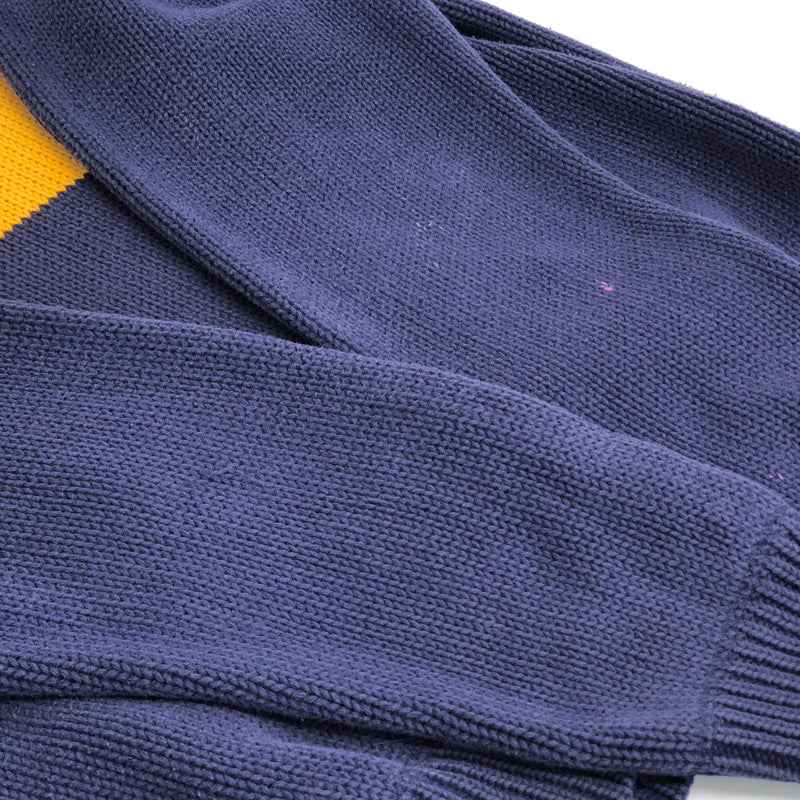 【現状渡し品】【メンズ】 POLO RALPH LAUREN ポロ・ラルフローレン POLO SPORT PONY LOGO KNIT 古着 ニット セーター 長袖 トップス ヴィンテージ 146-260424-rs-08-fur サイズ：L カラー：ネイビー/イエロー 万代Net店