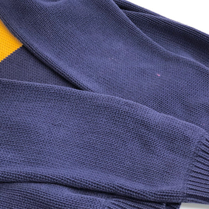 【現状渡し品】【メンズ】 POLO RALPH LAUREN ポロ・ラルフローレン POLO SPORT PONY LOGO KNIT 古着 ニット セーター 長袖 トップス ヴィンテージ 146-260424-rs-08-fur サイズ：L カラー：ネイビー/イエロー 万代Net店