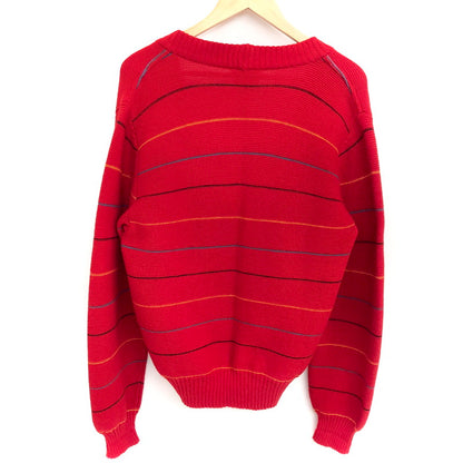 【現状渡し品】【メンズ】 SAINT LAURENT rive gauche サンローランリヴゴーシュ BORDER DESIGN WOOL CARDIGAN カーディガン ニット 長袖 トップス 古着 ヴィンテージ 146-260424-rs-09-fur サイズ：36 カラー：レッド 万代Net店