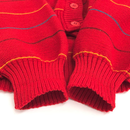 【現状渡し品】【メンズ】 SAINT LAURENT rive gauche サンローランリヴゴーシュ BORDER DESIGN WOOL CARDIGAN カーディガン ニット 長袖 トップス 古着 ヴィンテージ 146-260424-rs-09-fur サイズ：36 カラー：レッド 万代Net店