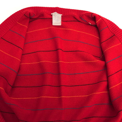 【現状渡し品】【メンズ】 SAINT LAURENT rive gauche サンローランリヴゴーシュ BORDER DESIGN WOOL CARDIGAN カーディガン ニット 長袖 トップス 古着 ヴィンテージ 146-260424-rs-09-fur サイズ：36 カラー：レッド 万代Net店