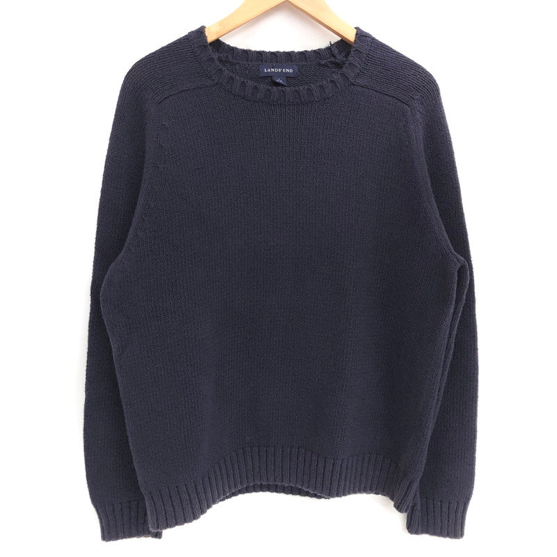 【現状渡し品】【メンズ】 LANDS'END ランズエンド 90S COTTON KNIT ニット セーター 長袖 トップス 古着 ヴィンテージ 146-260424-rs-10-fur サイズ：L カラー：ネイビー 万代Net店