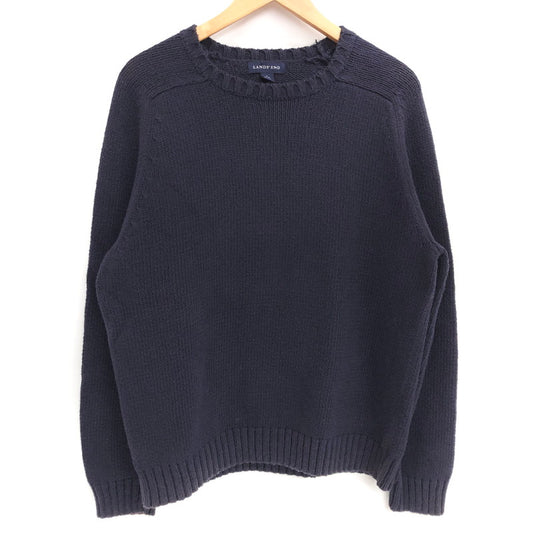 【現状渡し品】【メンズ】 LANDS'END ランズエンド 90S COTTON KNIT ニット セーター 長袖 トップス 古着 ヴィンテージ 146-260424-rs-10-fur サイズ：L カラー：ネイビー 万代Net店