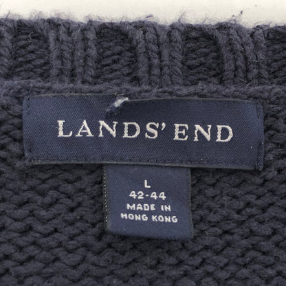 【現状渡し品】【メンズ】 LANDS'END ランズエンド 90S COTTON KNIT ニット セーター 長袖 トップス 古着 ヴィンテージ 146-260424-rs-10-fur サイズ：L カラー：ネイビー 万代Net店