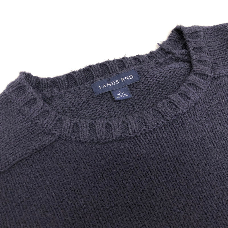 【現状渡し品】【メンズ】 LANDS'END ランズエンド 90S COTTON KNIT ニット セーター 長袖 トップス 古着 ヴィンテージ 146-260424-rs-10-fur サイズ：L カラー：ネイビー 万代Net店