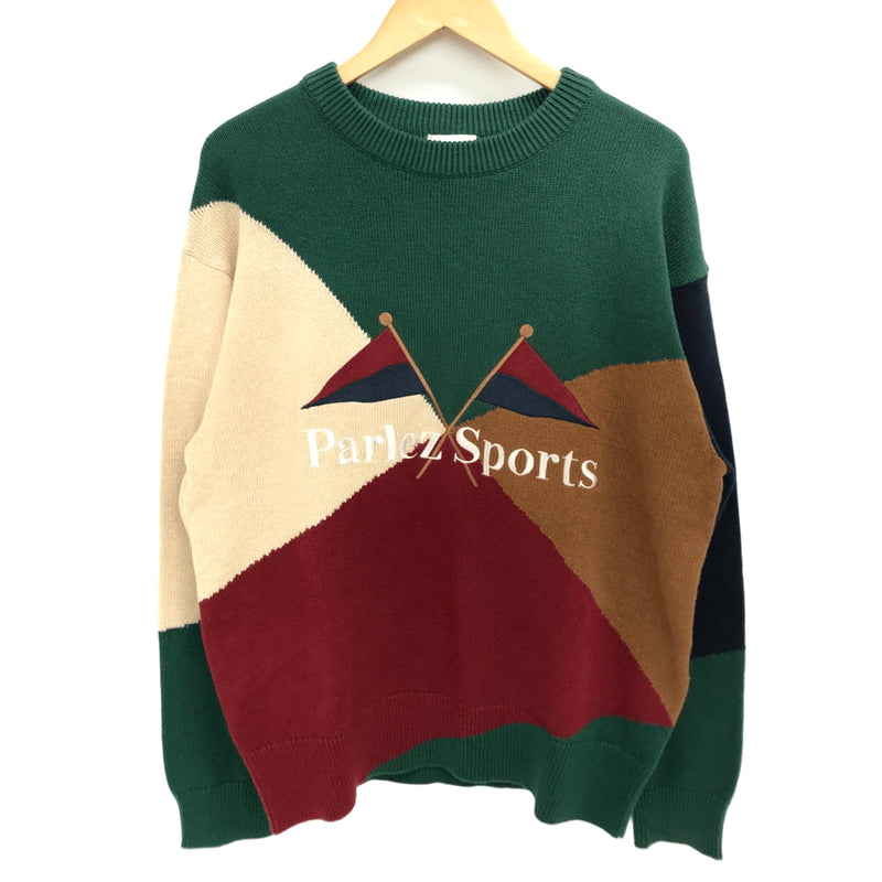 【中古美品】【メンズ】 PARLEZ パーレイ Parlez Yard Knit Crew PARHW23047 ニット セーター 長袖 トップス 148-261009-rs-02-fur サイズ：M カラー：グリーン/ブラウン/アイボリー/レッド 万代Net店