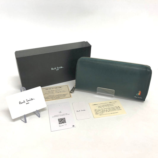 【中古品】【メンズ/レディース】 PAUL SMITH ポール・スミス MARKETRY STRIPE RABBIT ZIP-AROUND LONG WALLET 873-920 P657 マーケトリーストライプラビット 長財布 200-260716-rs-03-fur カラー：グリーン 万代Net店