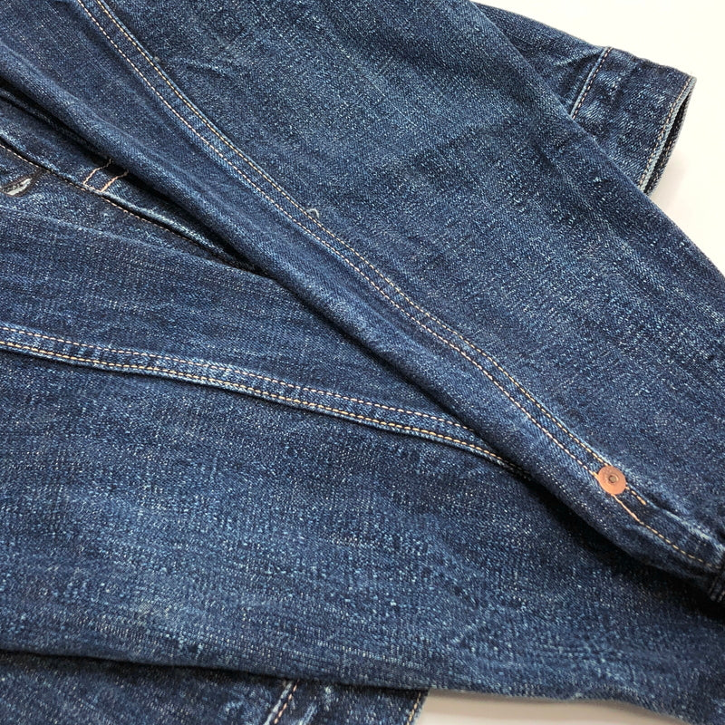 【現状渡し品】【メンズ】 EVISU エヴィス 新恵美寿神頭 LOT1008 デニムジャケット Gジャン アウター 古着 145-261009-rs-03-fur サイズ：38 カラー：インディゴ 万代Net店