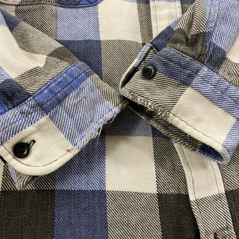 【中古品】【メンズ】 FIVE BROTHER ファイブブラザー 70~80's FLANNEL CHECK L/S SHIRT VINTAGE 70～80年代 フランネル チェック ロングスリーブ シャツ 長袖 トップス ヴィンテージ 145-251124-yo-05-tei サイズ：L カラー：ブルー 万代Net店
