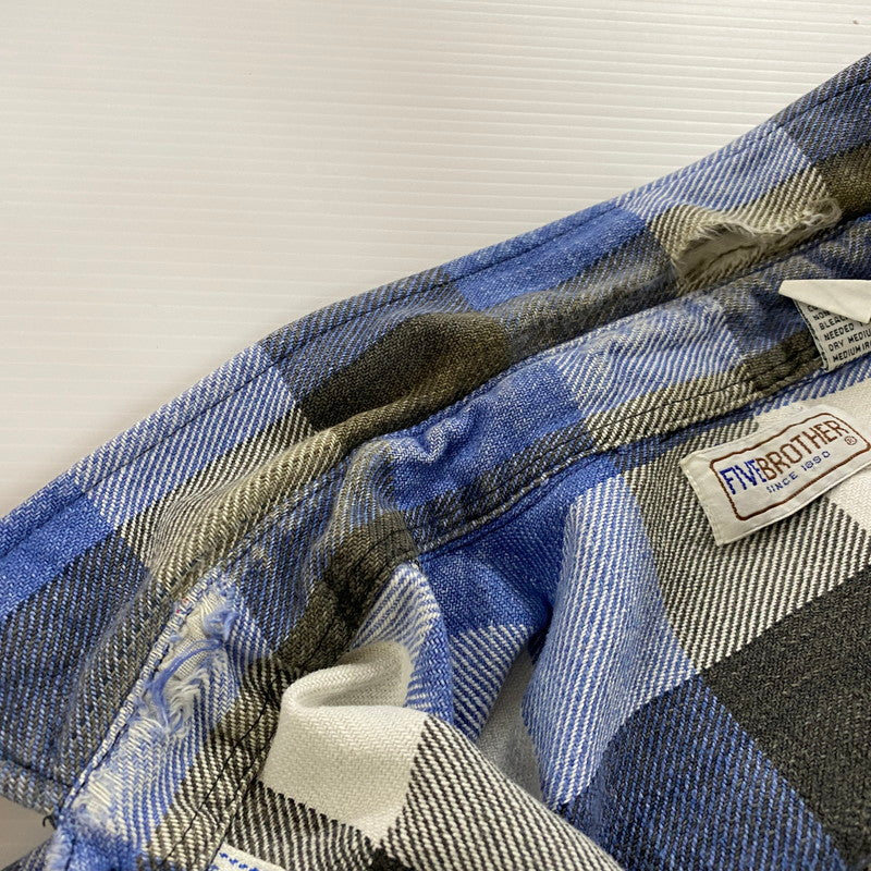 【中古品】【メンズ】 FIVE BROTHER ファイブブラザー 70~80's FLANNEL CHECK L/S SHIRT VINTAGE 70～80年代 フランネル チェック ロングスリーブ シャツ 長袖 トップス ヴィンテージ 145-251124-yo-05-tei サイズ：L カラー：ブルー 万代Net店