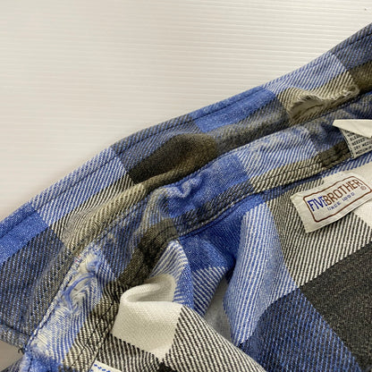 【中古品】【メンズ】 FIVE BROTHER ファイブブラザー 70~80's FLANNEL CHECK L/S SHIRT VINTAGE 70～80年代 フランネル チェック ロングスリーブ シャツ 長袖 トップス ヴィンテージ 145-251124-yo-05-tei サイズ：L カラー：ブルー 万代Net店