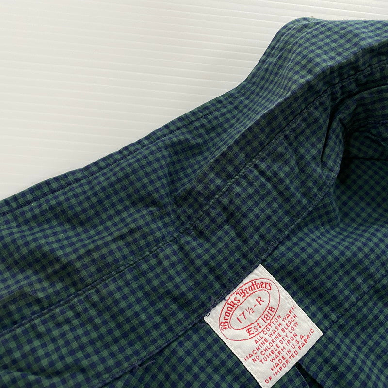 【中古品】【メンズ】 Brooks Brothers ブルックスブラザーズ 90's GINGHAM CHECK B.D. LS SHIRT 90年代 ギンガムチェック ボタンダウン ロングスリーブ シャツ 長袖 トップス 145-251124-yo-15-tei サイズ：17 1/2-R カラー：グリーン 万代Net店