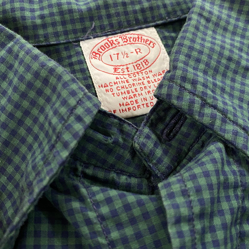 【中古品】【メンズ】 Brooks Brothers ブルックスブラザーズ 90's GINGHAM CHECK B.D. LS SHIRT 90年代 ギンガムチェック ボタンダウン ロングスリーブ シャツ 長袖 トップス 145-251124-yo-15-tei サイズ：17 1/2-R カラー：グリーン 万代Net店