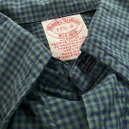 【中古品】【メンズ】 Brooks Brothers ブルックスブラザーズ 90's GINGHAM CHECK B.D. LS SHIRT 90年代 ギンガムチェック ボタンダウン ロングスリーブ シャツ 長袖 トップス 145-251124-yo-15-tei サイズ：17 1/2-R カラー：グリーン 万代Net店