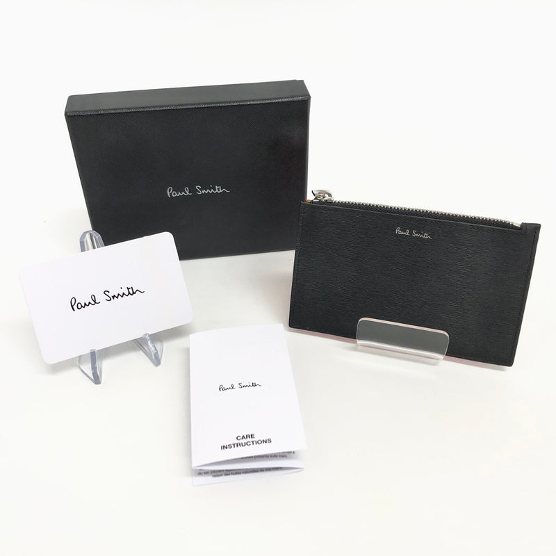 【中古美品】【メンズ/レディース】 PAUL SMITH ポール・スミス WALLET POUCH STRAW M1A-6136-ASTRGS コインケース ウォレットポーチ 小銭入れ カード入れ 200-260721-rs-01-fur カラー：ブラック/コーラル/グレー 万代Net店