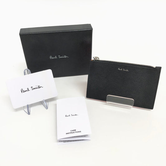 【中古美品】【メンズ/レディース】 PAUL SMITH ポール・スミス WALLET POUCH STRAW M1A-6136-ASTRGS コインケース ウォレットポーチ 小銭入れ カード入れ 200-260721-rs-01-fur カラー：ブラック/コーラル/グレー 万代Net店