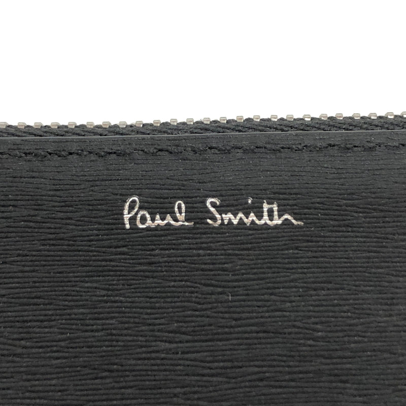 【中古美品】【メンズ/レディース】 PAUL SMITH ポール・スミス WALLET POUCH STRAW M1A-6136-ASTRGS コインケース ウォレットポーチ 小銭入れ カード入れ 200-260721-rs-01-fur カラー：ブラック/コーラル/グレー 万代Net店