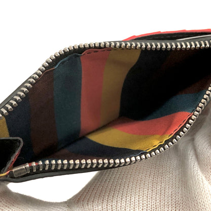 【中古美品】【メンズ/レディース】 PAUL SMITH ポール・スミス WALLET POUCH STRAW M1A-6136-ASTRGS コインケース ウォレットポーチ 小銭入れ カード入れ 200-260721-rs-01-fur カラー：ブラック/コーラル/グレー 万代Net店